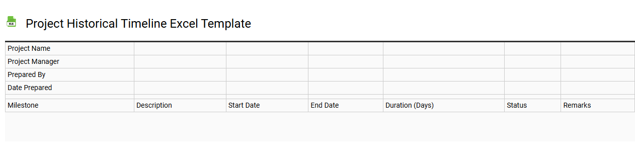 Project historical timeline Excel template