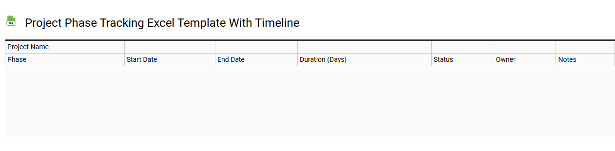 Project phase tracking Excel template with timeline