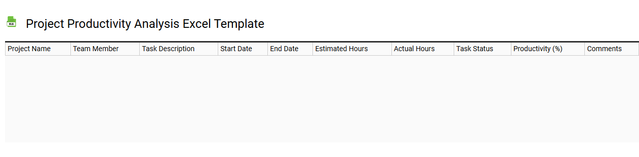 Project productivity analysis Excel template
