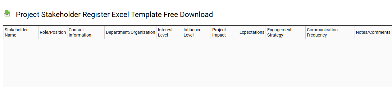 Project stakeholder register Excel template free download