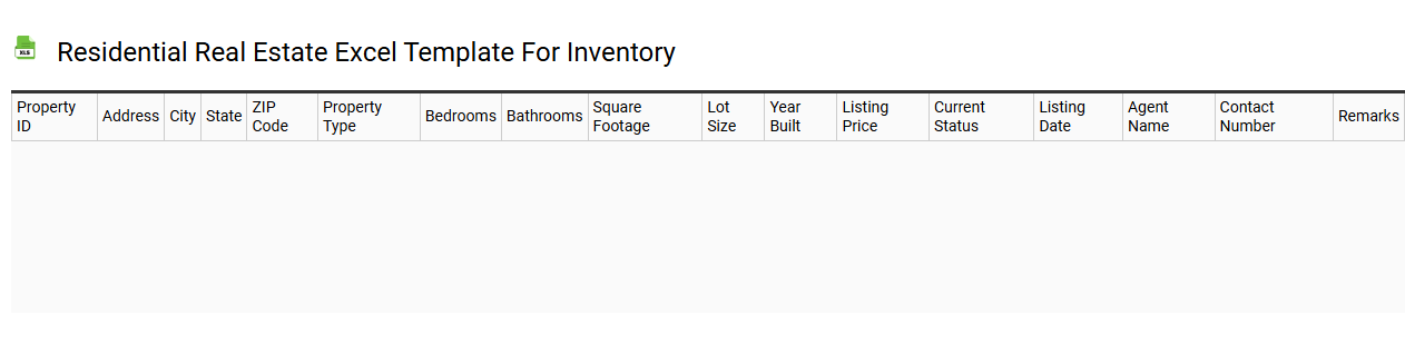 Residential real estate Excel template for inventory