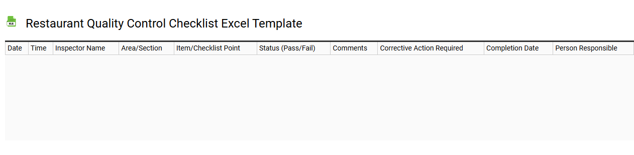 Restaurant quality control checklist Excel template