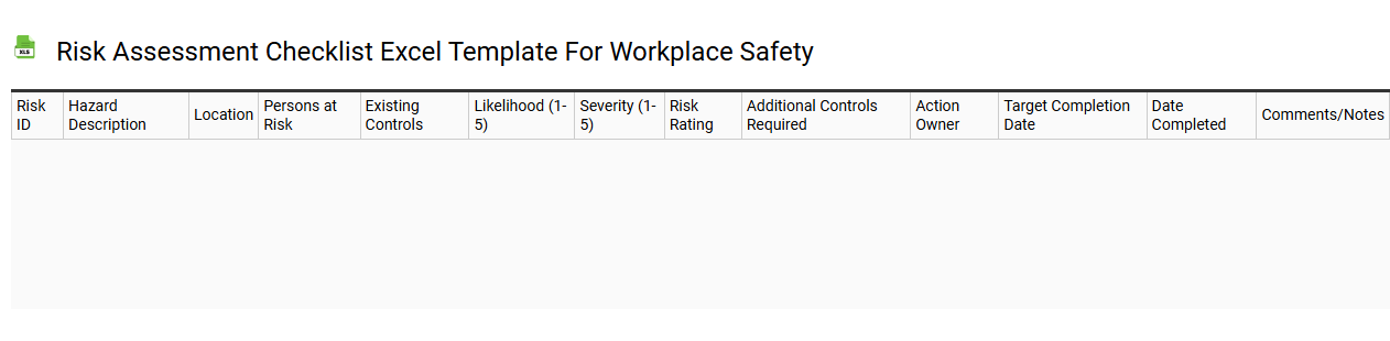 Risk assessment checklist Excel template for workplace safety