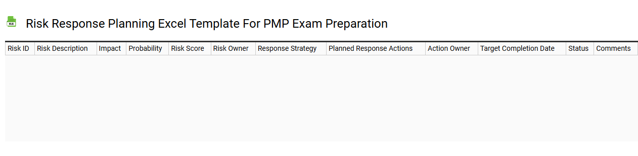 Risk response planning Excel template for PMP exam preparation