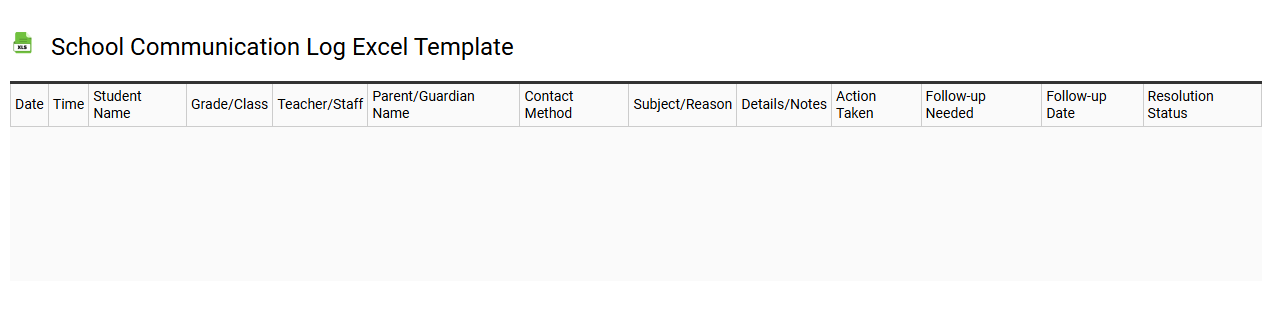 School communication log Excel template