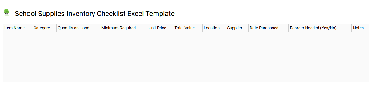 School supplies inventory checklist Excel template