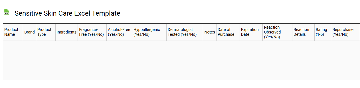 Sensitive skin care Excel template