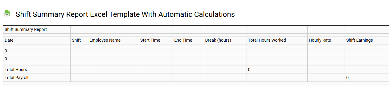 Shift summary report Excel template with automatic calculations