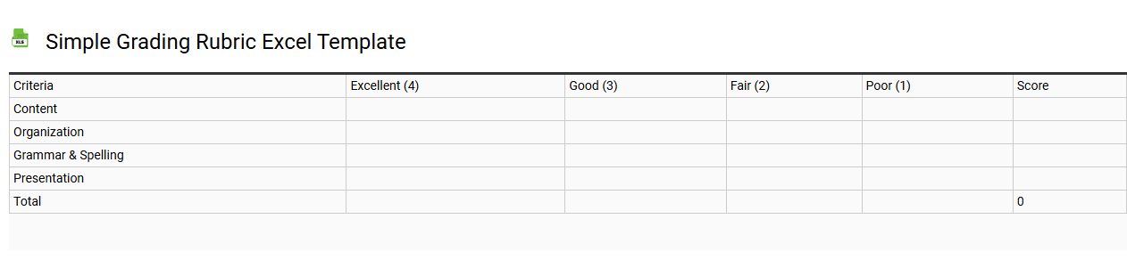 Simple grading rubric Excel template