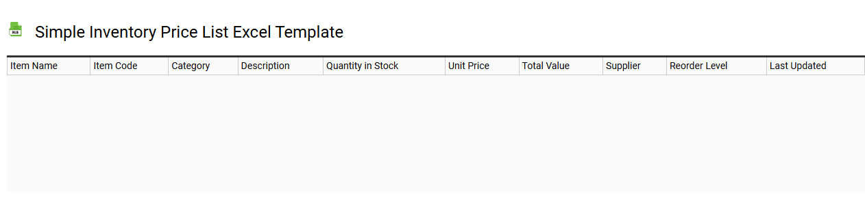 Simple inventory price list Excel template