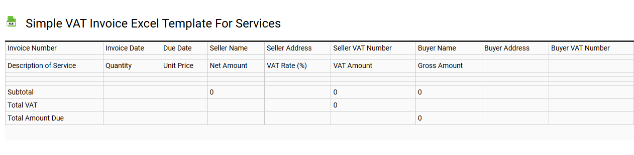 Simple VAT invoice Excel template for services