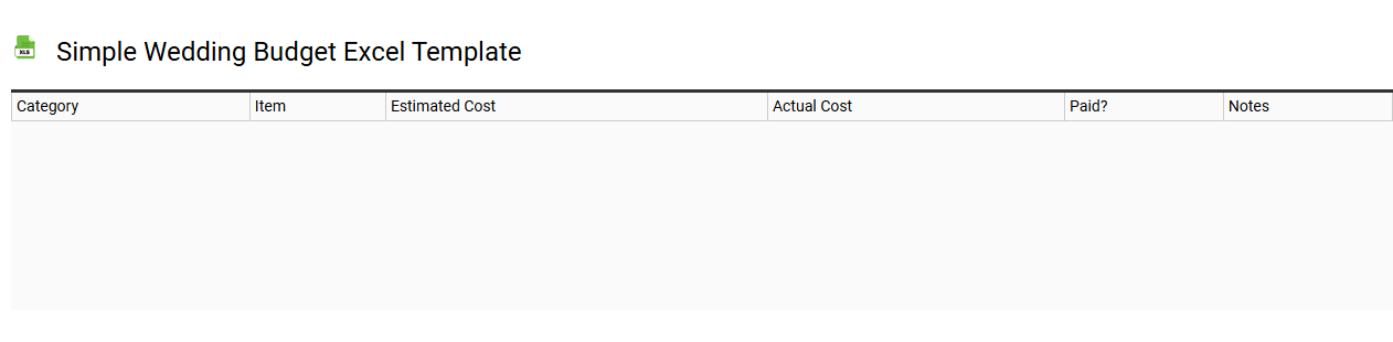 Simple wedding budget Excel template