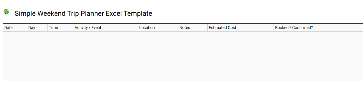Simple weekend trip planner Excel template