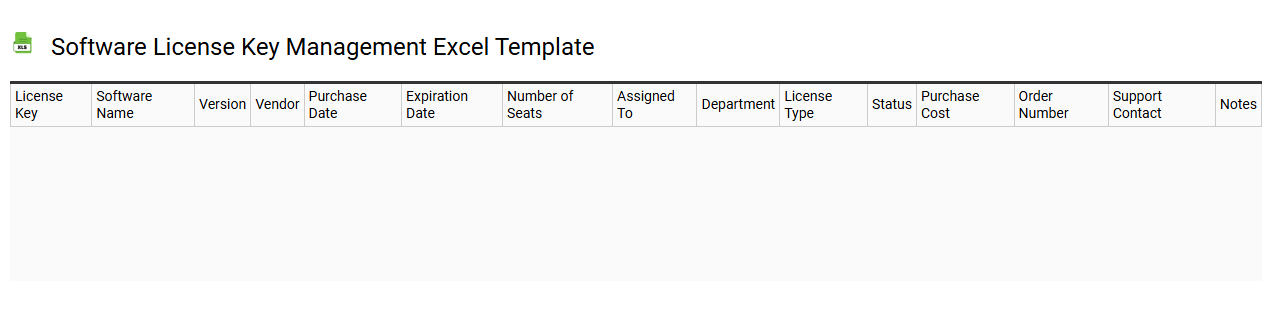 Software license key management Excel template