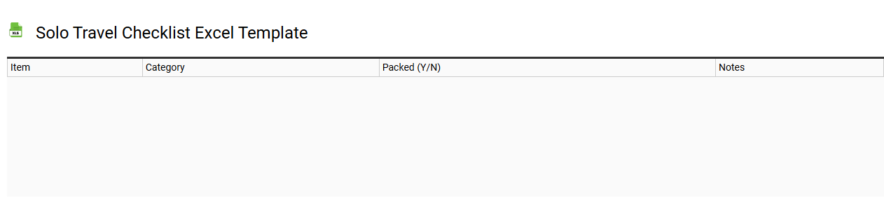 Solo travel checklist Excel template
