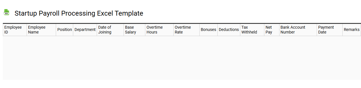 Startup payroll processing Excel template