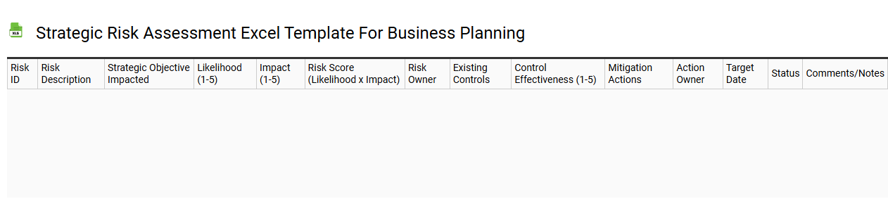 Strategic risk assessment Excel template for business planning