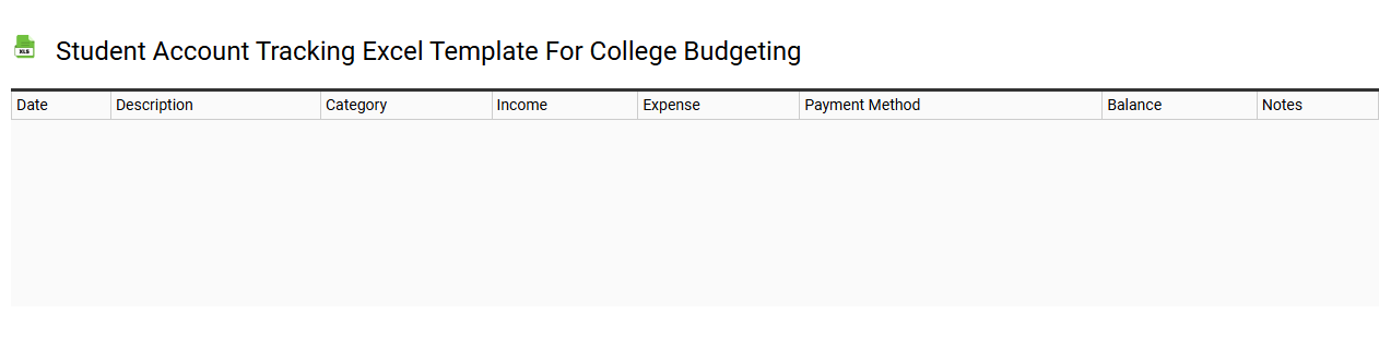 Student account tracking Excel template for college budgeting