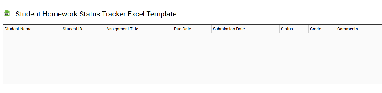 Student homework status tracker Excel template