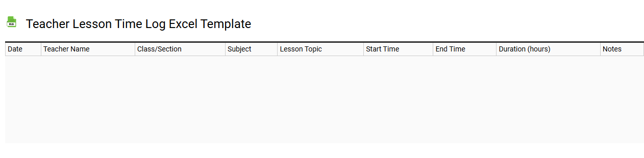Teacher lesson time log Excel template