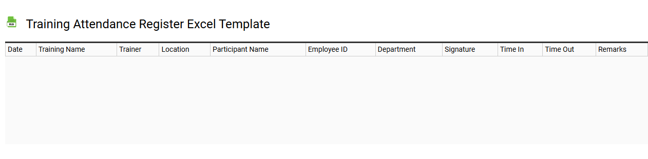 Training attendance register Excel template