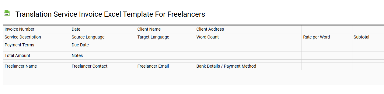 Translation service invoice Excel template for freelancers