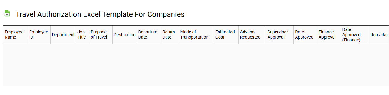 Travel authorization Excel template for companies