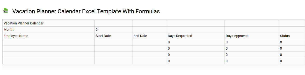Vacation planner calendar Excel template with formulas