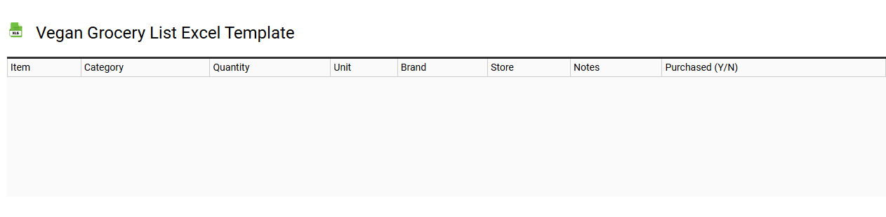 Vegan grocery list Excel template