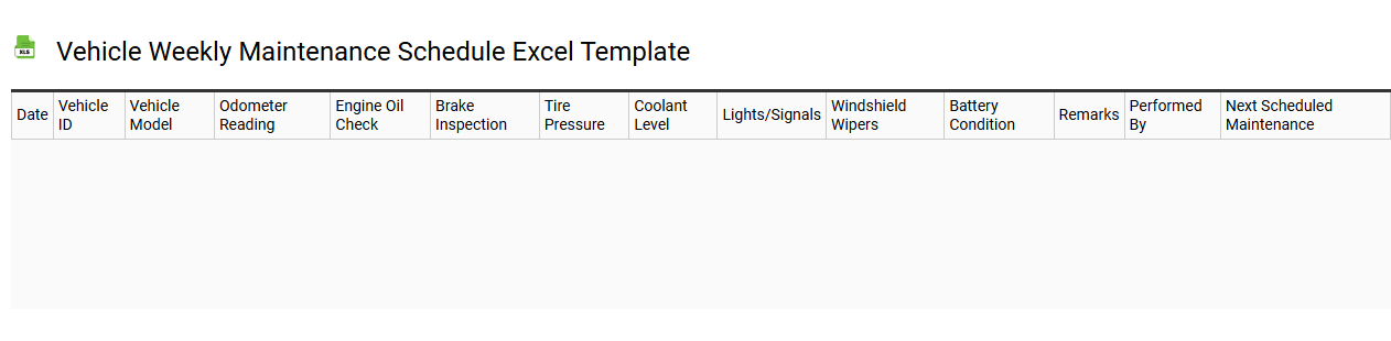Vehicle weekly maintenance schedule Excel template