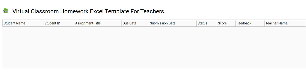 Virtual classroom homework Excel template for teachers