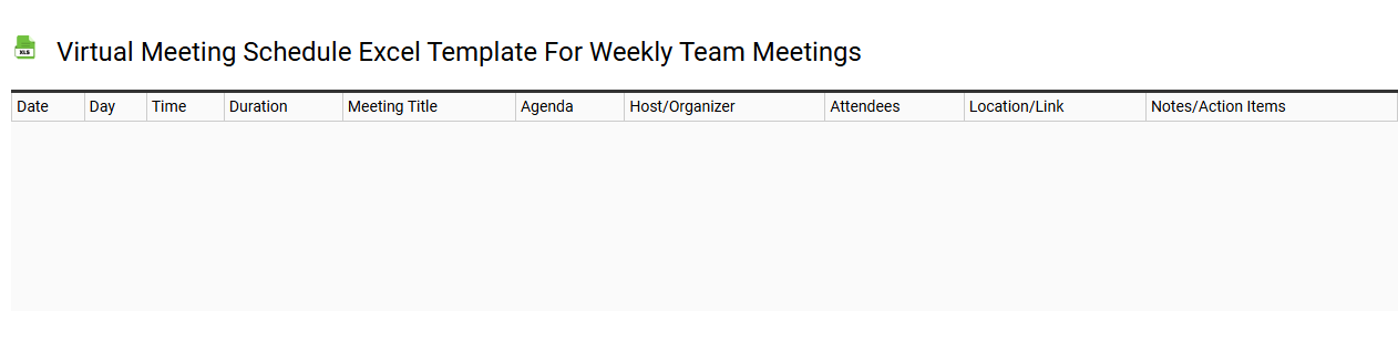 Virtual meeting schedule Excel template for weekly team meetings