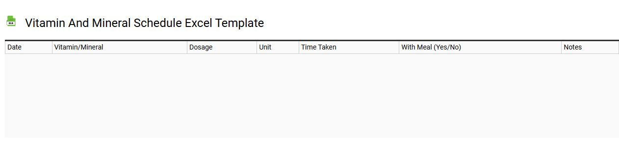 Vitamin and mineral schedule Excel template