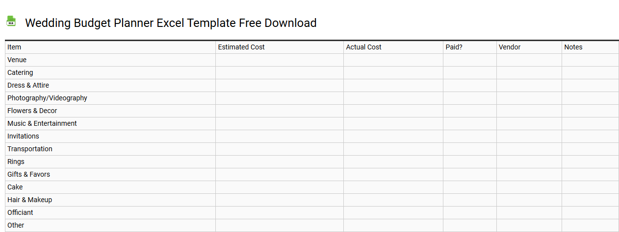 Wedding budget planner Excel template free download