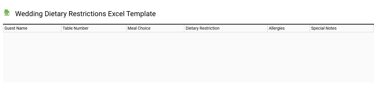 Wedding dietary restrictions Excel template