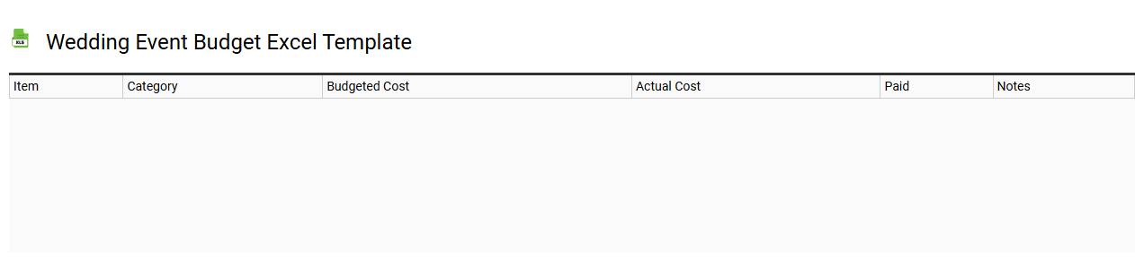 Wedding event budget Excel template