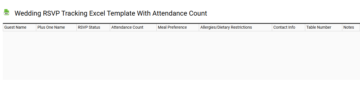 Wedding RSVP tracking Excel template with attendance count