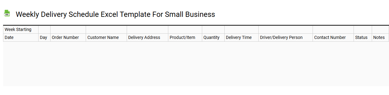 Weekly delivery schedule Excel template for small business