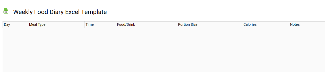Weekly food diary Excel template