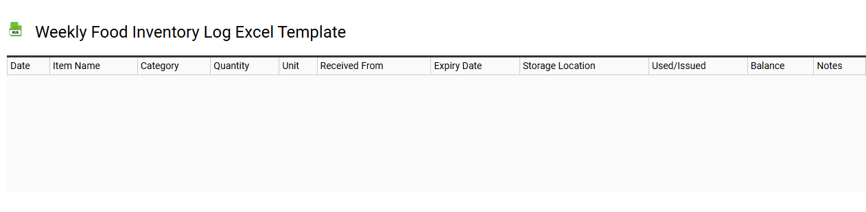 Weekly food inventory log Excel template