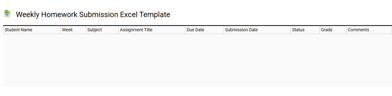 Weekly homework submission Excel template
