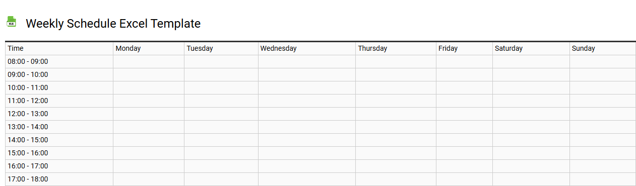 Weekly schedule Excel template