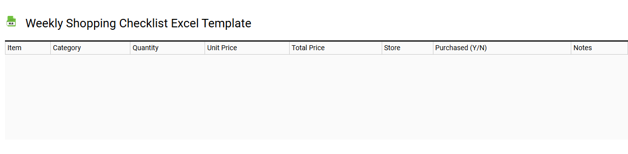 Weekly shopping checklist Excel template