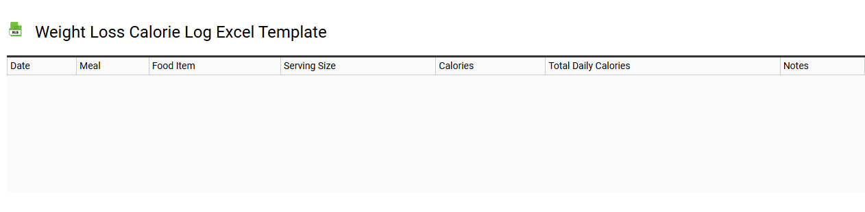 Weight loss calorie log Excel template