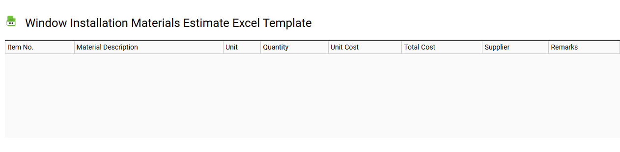 Window installation materials estimate Excel template
