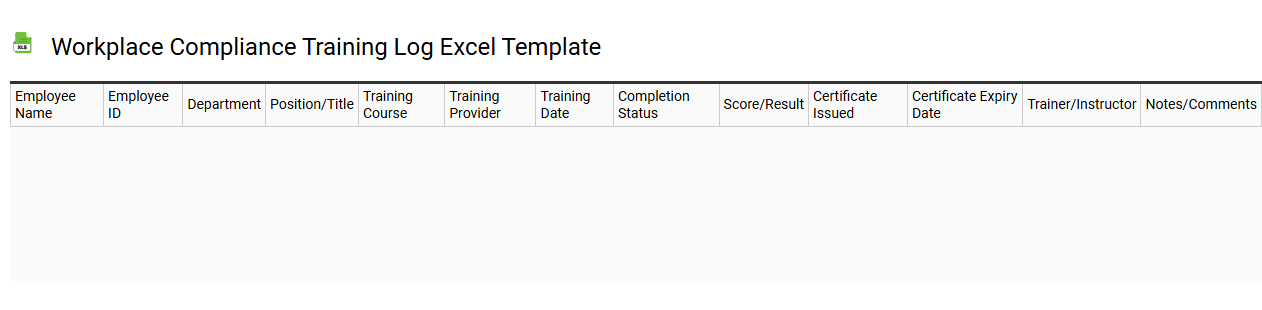 Workplace compliance training log Excel template