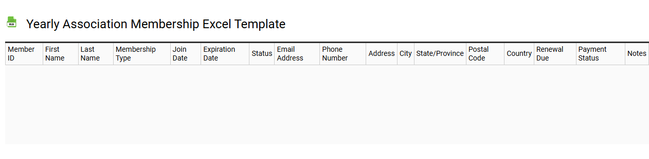 Yearly association membership Excel template