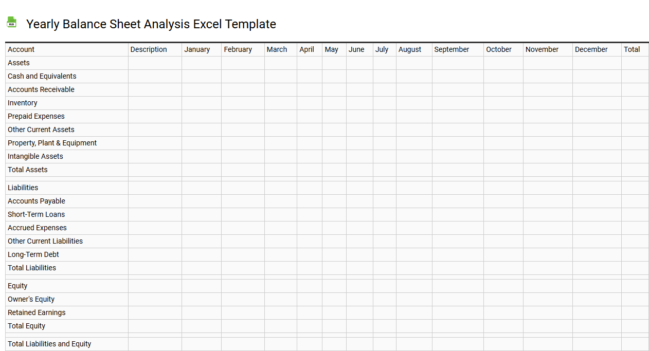 Yearly balance sheet analysis Excel template