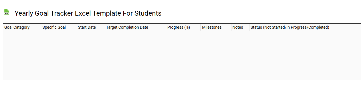 Yearly goal tracker Excel template for students