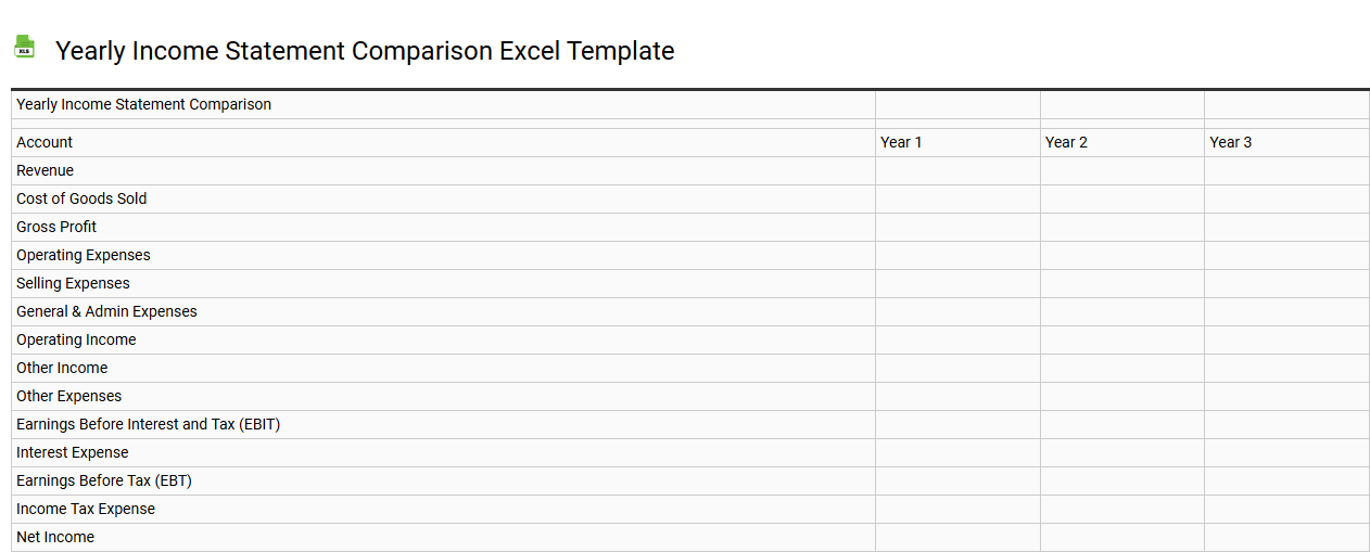 Yearly income statement comparison Excel template